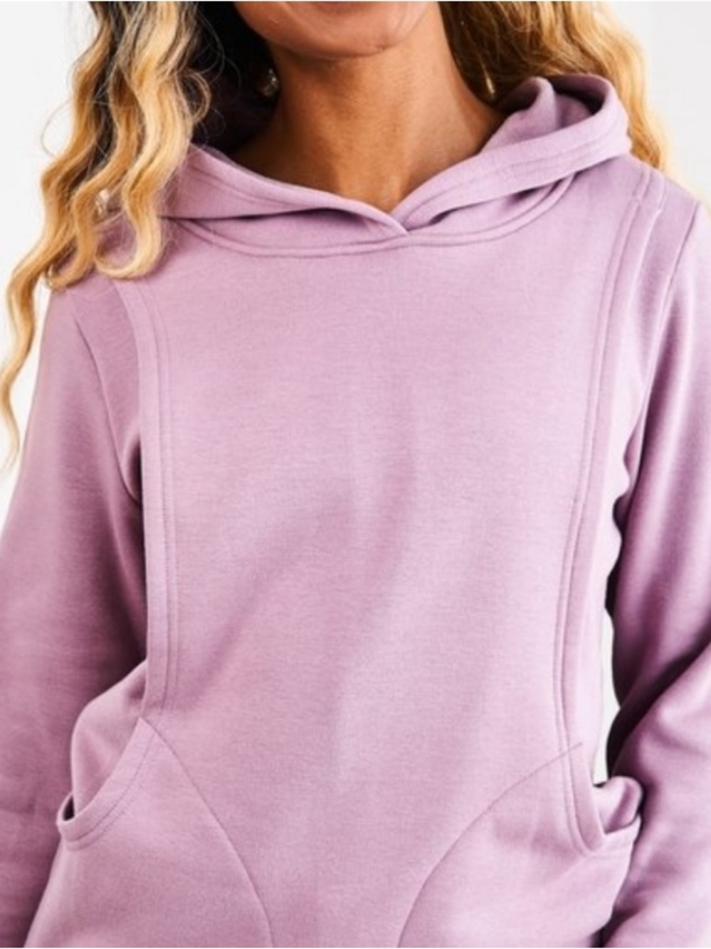 Latched Mama Lavender Hooded Pullover Maternity Nursing Sweatshirt. Size XL.